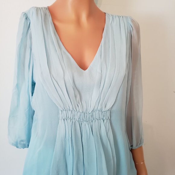 NWT Sundance 100% silk baby blue top, Size PM. - Picture 8 of 12